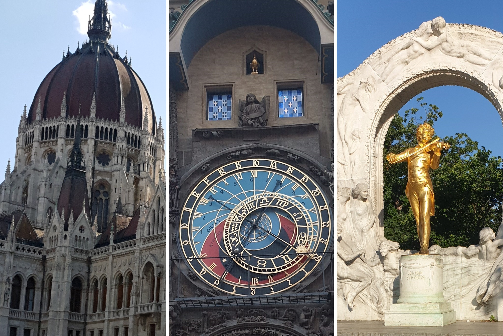 Los 3 monumentos mas importantes de Viena, Praga y Budapesta aparecen en esta imagen